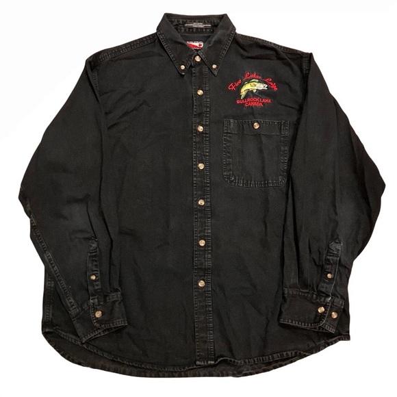 Other - Canada Sportswear Denim Shirt Mens XL Long Sleeve Five Lakes Lodge Gullrock Lake